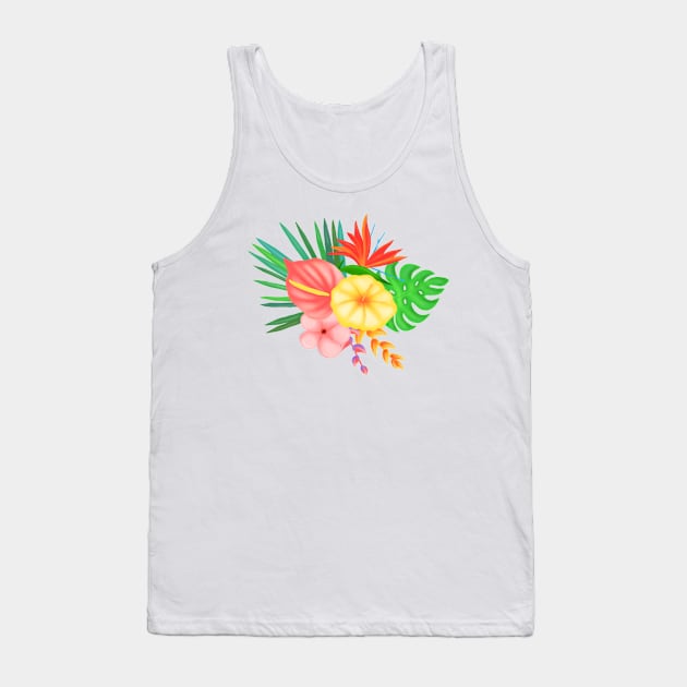 Tropical Flowers Tank Top by Potatoeburger